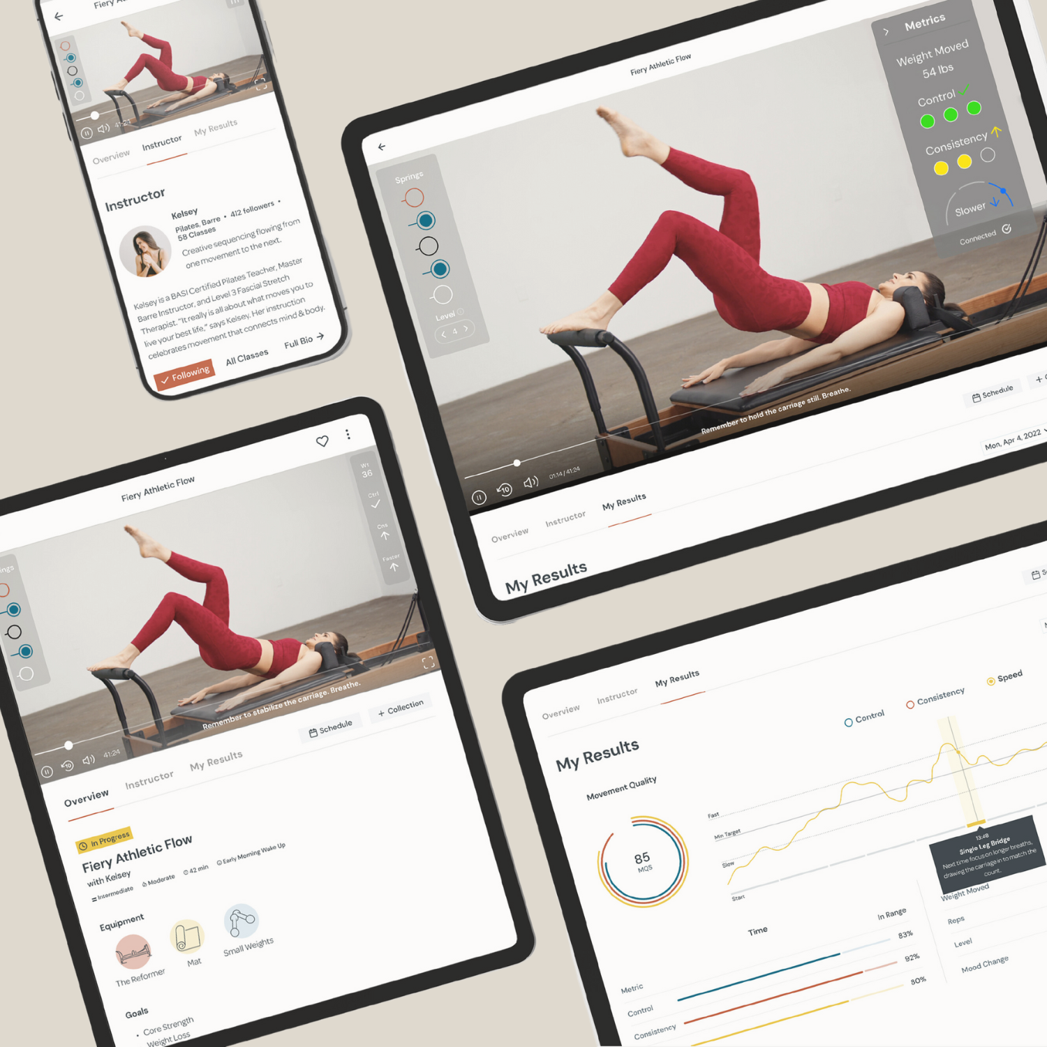 Flexia Online Studio Pilates class on screen